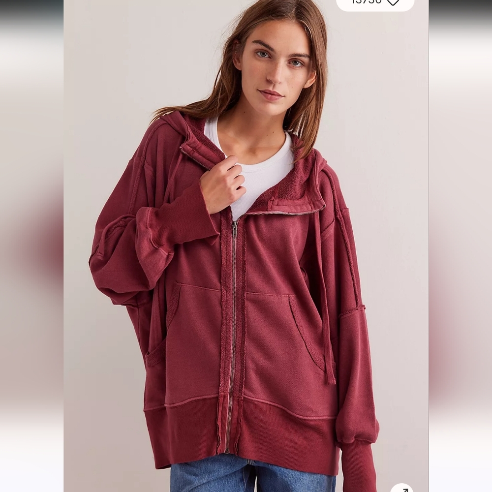 Free People Camden Burgundy Hoodie Size XL